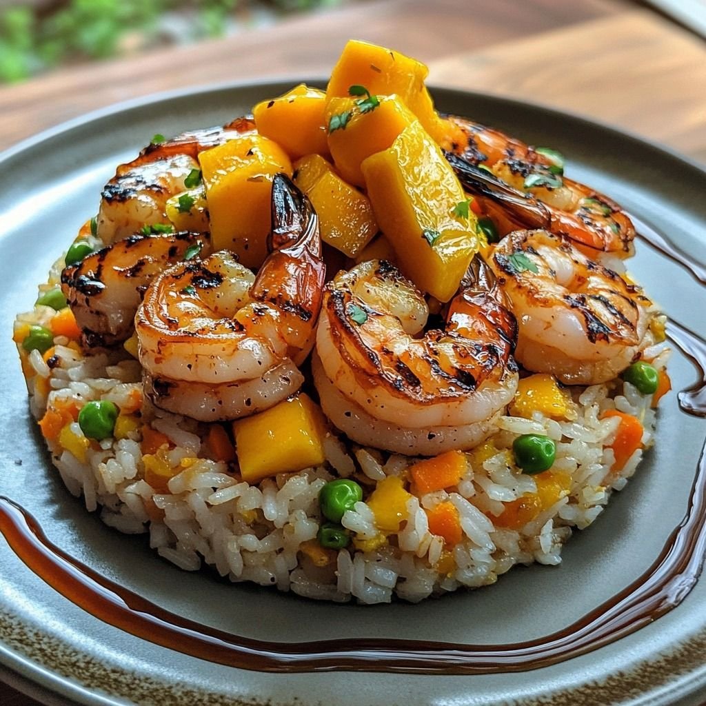 Grilled Shrimp Rice Plate